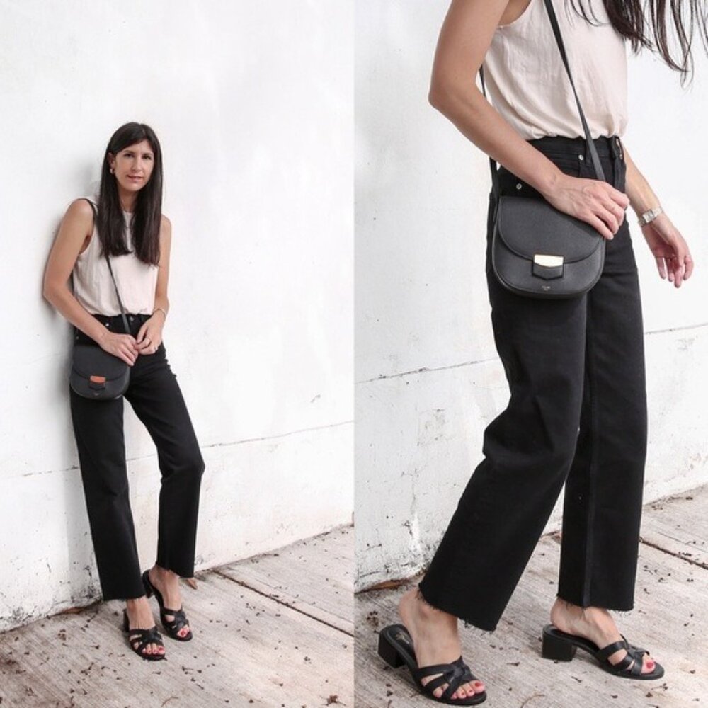 NWT Everlane The Way High Waisted Jean 29 Long Black Raw Hem Straight Wide Leg - Picture 3 of 10